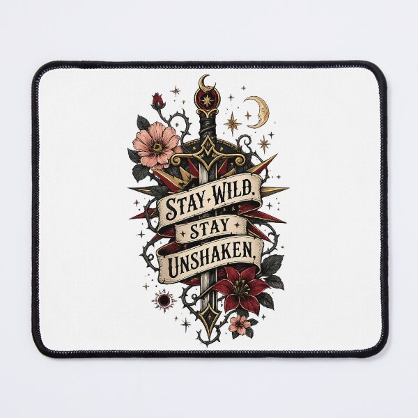 Item preview, Stay Wild Stay Unshaken Gothic Sword Floral Celestial Quote Design designed and sold by inkoutninja.