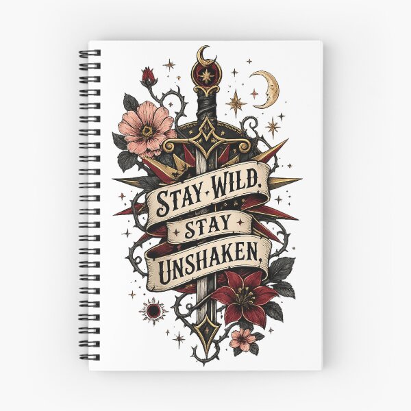 Item preview, Stay Wild Stay Unshaken Gothic Sword Floral Celestial Quote Design designed and sold by inkoutninja.