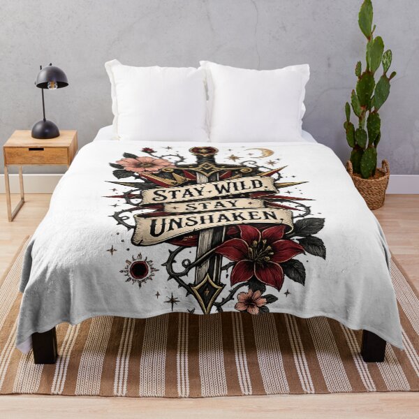 Item preview, Stay Wild Stay Unshaken Gothic Sword Floral Celestial Quote Design designed and sold by inkoutninja.