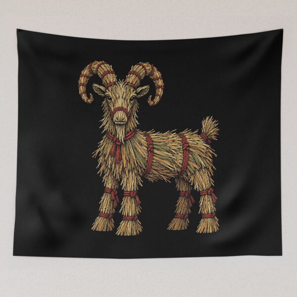 Item preview, Scandinavian Yule Goat Straw Print designed and sold by The Mellonaire.