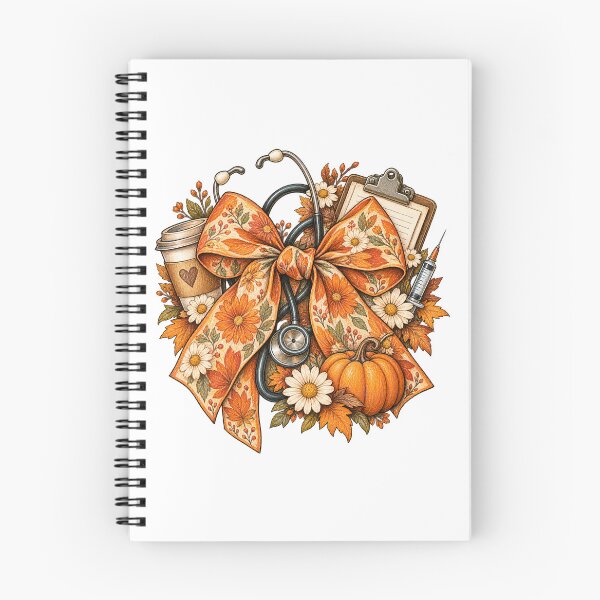 Item preview, Autumn Nurse Bow with Stethoscope and Pumpkins designed and sold by skyartdesign.