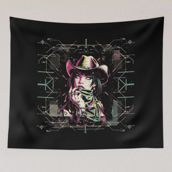 Item preview, Neon Outlaw Cyberpunk Cowgirl Western Grunge designed and sold by Stupid Shirts.