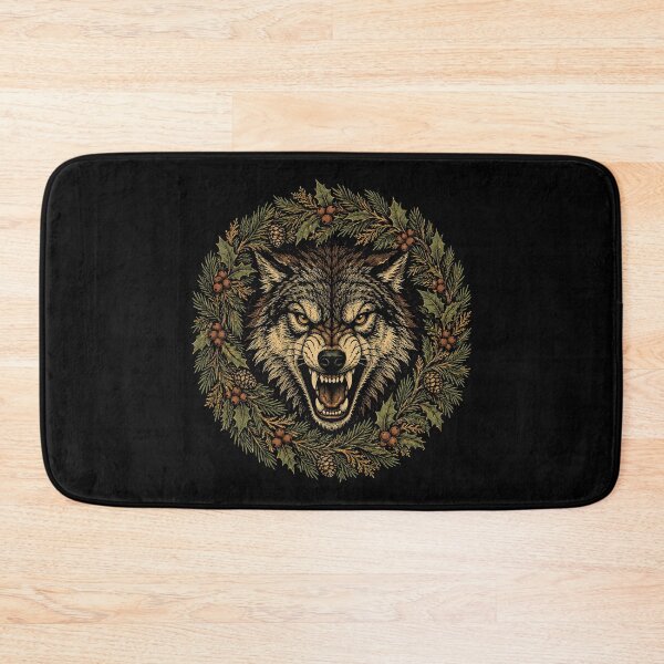 Item preview, Snarling Wolf In Winter Wreath Print designed and sold by The Mellonaire.
