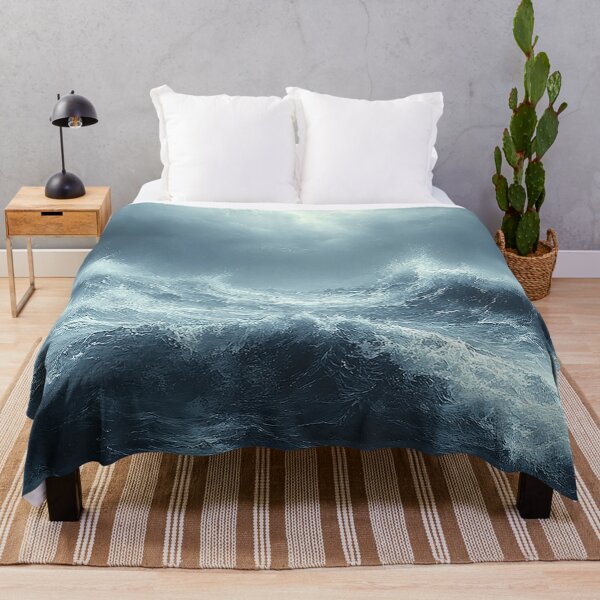 Item preview, Storm's Embrace - Stormy Ocean Waves Watercolor Art Print designed and sold by CastleBySea.