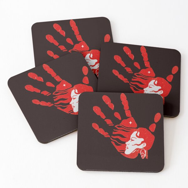 Item preview, Red Hand Spirit Woman Art designed and sold by FeatherTaleInk.