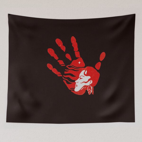 Item preview, Red Hand Spirit Woman Art designed and sold by FeatherTaleInk.
