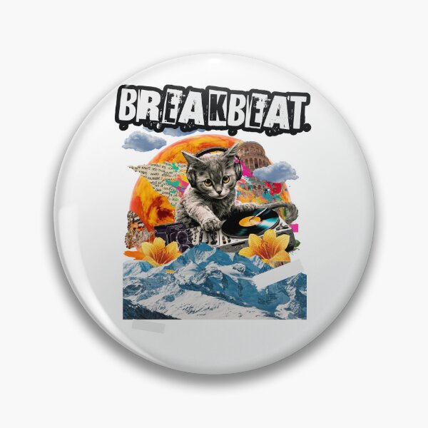 Artikelvorschau, BREAKBEAT - Feline DJ Mountain Breaks (Black) entworfen und verkauft von Discothreadz.
