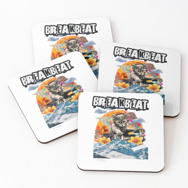 Aperçu de l'œuvre BREAKBEAT - Feline Dj Mountain Breaks (Noir) créée et vendue par Discothreadz.