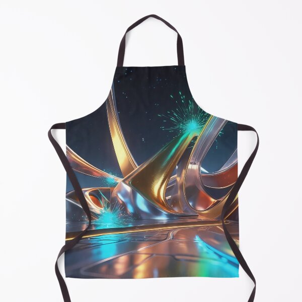 Artikelvorschau, Futuristic Glowing Metallic Waves - Cosmic Abstract Art entworfen und verkauft von Marip1974.