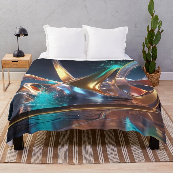 Item preview, Futuristic Glowing Metallic Waves - Cosmic Abstract Art designed and sold by Marip1974.