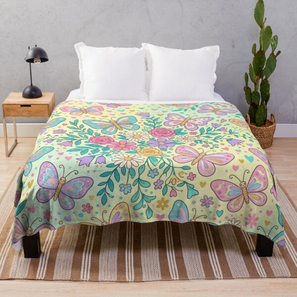 Item preview, Cute Butterflies Floral Hearts Pastel Pattern designed and sold by ShivCraft Studio.