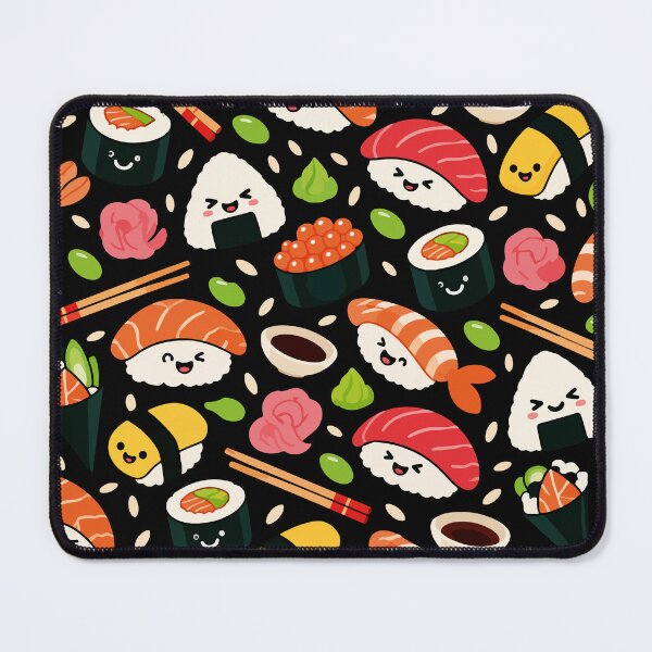 Item preview, Cute Kawaii Sushi Party Seamless Pattern designed and sold by therockstuff.