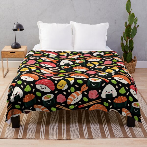 Item preview, Cute Kawaii Sushi Party Seamless Pattern designed and sold by therockstuff.