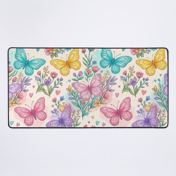 Item preview, Cute Pastel Watercolor Butterflies Spring Flowers Pattern designed and sold by ShivCraftStudio.