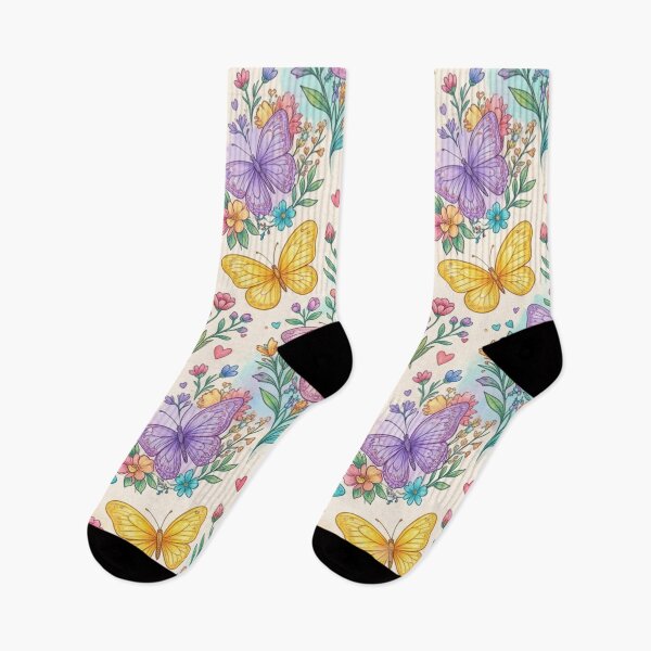 Item preview, Cute Pastel Watercolor Butterflies Spring Flowers Pattern designed and sold by Shivora Studio.