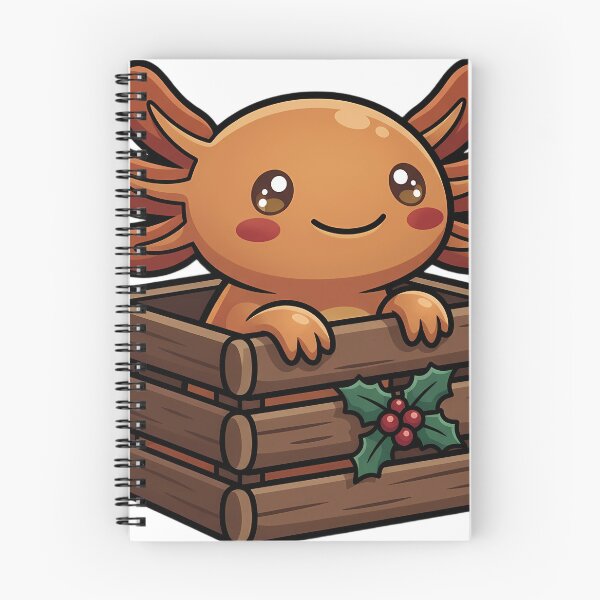 Item preview, Cute Kawaii Axolotl Sitting in a Wooden Yule Log Crate designed and sold by pumsquare.