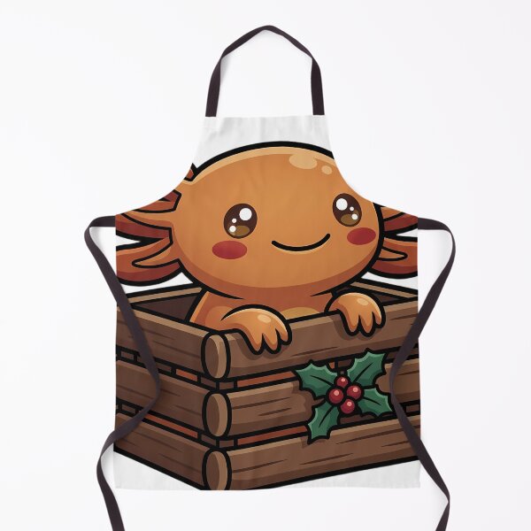 Item preview, Cute Kawaii Axolotl Sitting in a Wooden Yule Log Crate designed and sold by pumsquare.