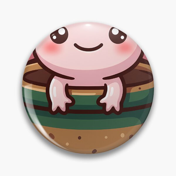 Item preview, Cute Kawaii Pale Pink Axolotl in a Speckled Stoneware Crock designed and sold by pumsquare.