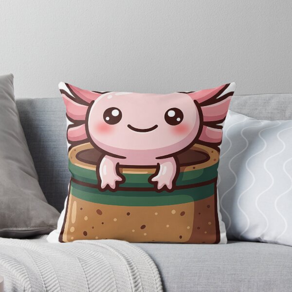 Item preview, Cute Kawaii Pale Pink Axolotl in a Speckled Stoneware Crock designed and sold by pumsquare.