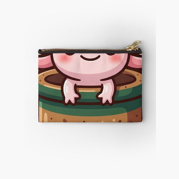 Item preview, Cute Kawaii Pale Pink Axolotl in a Speckled Stoneware Crock designed and sold by pumsquare.