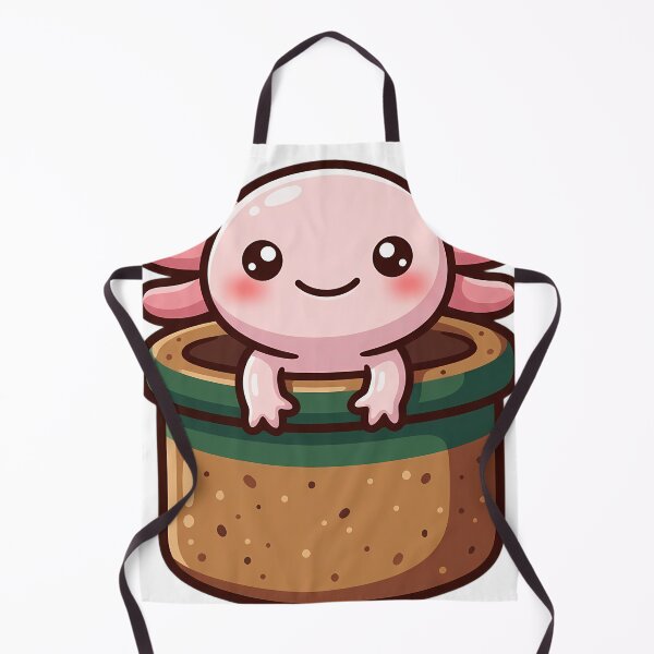 Item preview, Cute Kawaii Pale Pink Axolotl in a Speckled Stoneware Crock designed and sold by pumsquare.