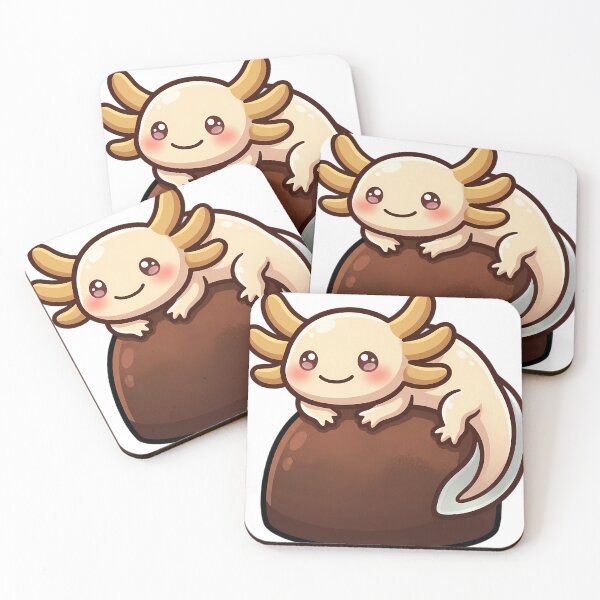 Item preview, Cute Kawaii Golden Axolotl Resting on a Dark Chocolate Truffle designed and sold by pumsquare.