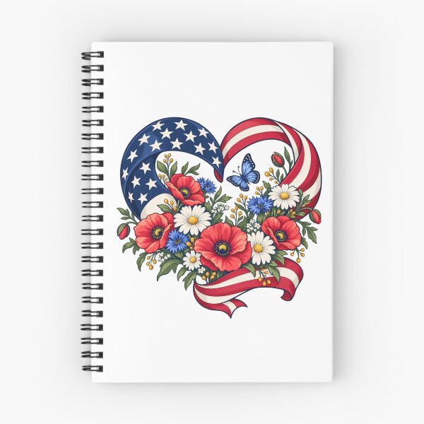 Item preview, American Flag Heart with Wildflower Bouquet designed and sold by skyartdesign.