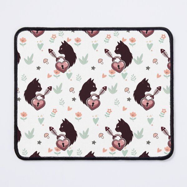 Item preview, Black Cat Valentine Heart Padlock Seamless Pattern designed and sold by prapapon.