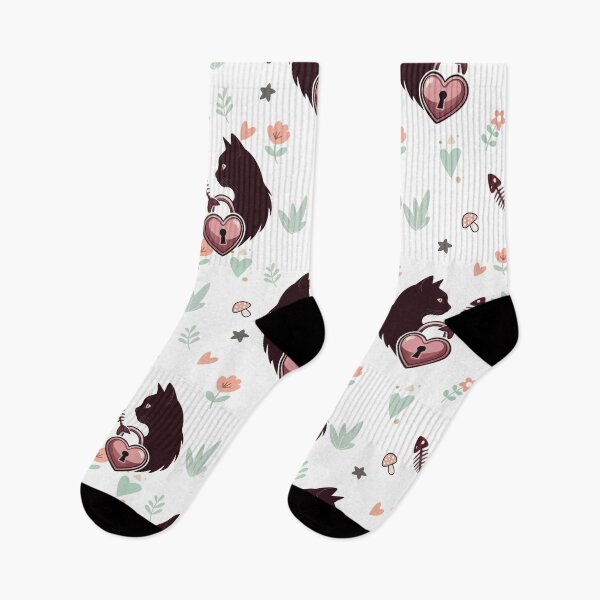 Item preview, Black Cat Valentine Heart Padlock Seamless Pattern designed and sold by prapapon.