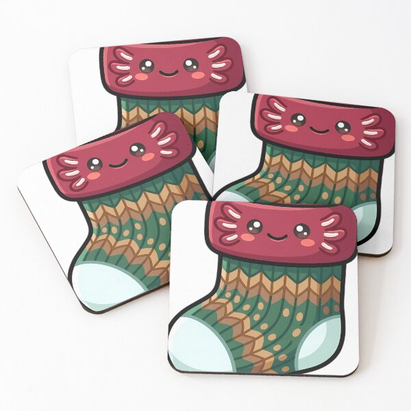 Item preview, Kawaii Knitted Christmas Stocking with an Axolotl Face — Cozy Holiday Critter designed and sold by pumsquare.