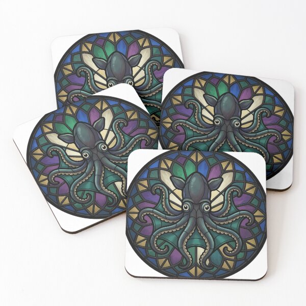 Item preview, Gothic Rose Window — Vampire Squid in Stained Glass designed and sold by IllumeInk.