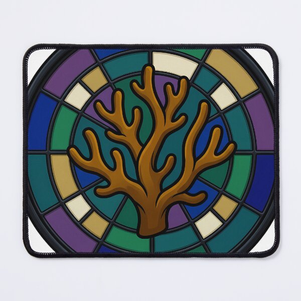 Item preview, Gothic Rose Window — Dark Amber Coral Branch in Stained Glass designed and sold by IllumeInk.