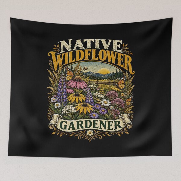 Item preview, Native Wildflower Gardener with Butterflies and Bees designed and sold by VioletNance.