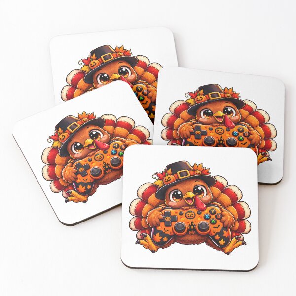 Item preview, Thanksgiving Gamer Gift – Cute Turkey with Game Controllers designed and sold by QuiteOrbit.