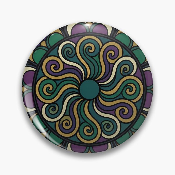 Item preview, Gothic Rose Window — Wave Scroll Rosette in Stained Glass designed and sold by IllumeInk.