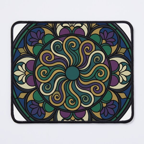 Item preview, Gothic Rose Window — Wave Scroll Rosette in Stained Glass designed and sold by IllumeInk.