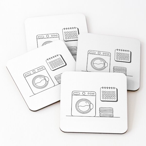 Item preview, A washing machine near a wall-mounted calendar with laundry notes designed and sold by rasagamastore.