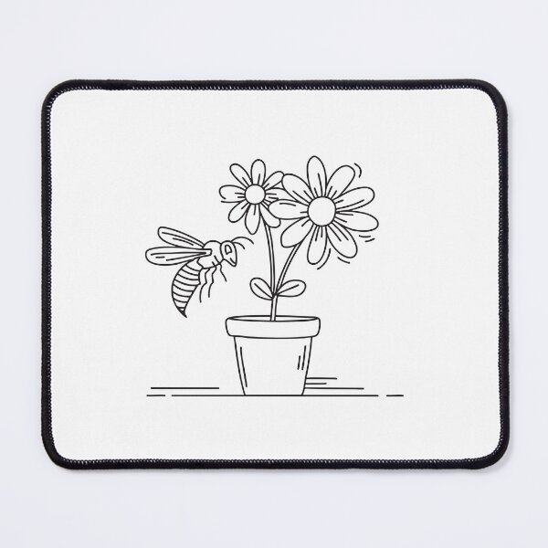 Item preview, A wasp buzzing near a flowerpot with blooming daisies designed and sold by rasagamastore.