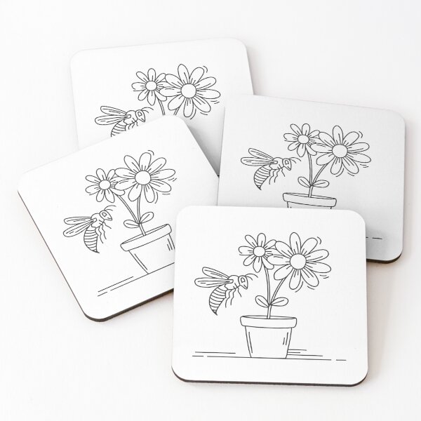 Artikelvorschau, Eine Wespe summt in der Nähe eines Blumentopfs mit blühenden Gänseblümchen. entworfen und verkauft von rasagamastore.