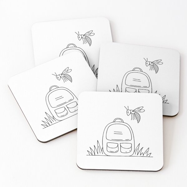 Item preview, A wasp flying around a backpack placed on the grass designed and sold by rasagamastore.