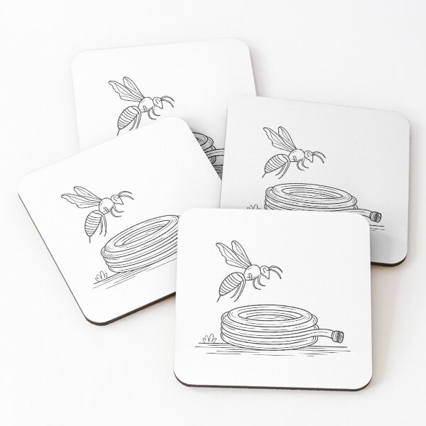 Item preview, A wasp flying close to a garden hose coiled on the ground designed and sold by rasagamastore.