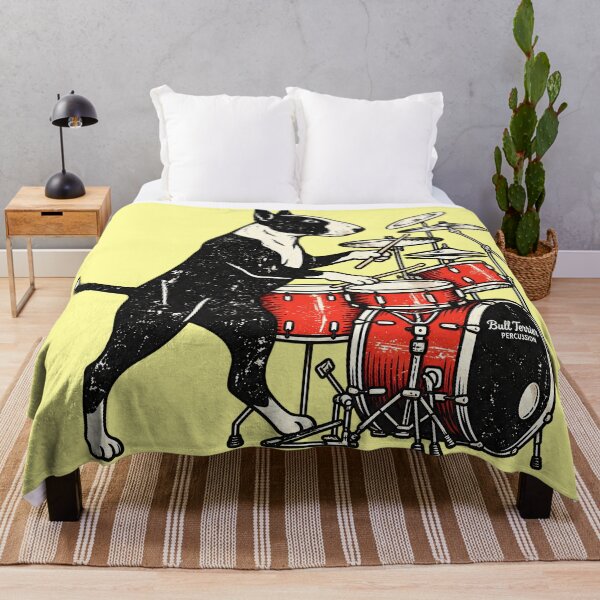 Item preview, Bull Terrier Rock Funny Drumming Dog designed and sold by Boiledbrain-SP.