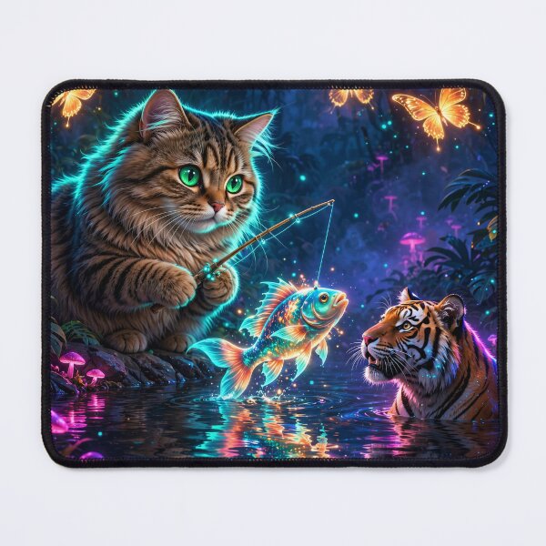 Item preview, The Cat Who Went Fishing with a Tiger designed and sold by DreamyWallVibes.