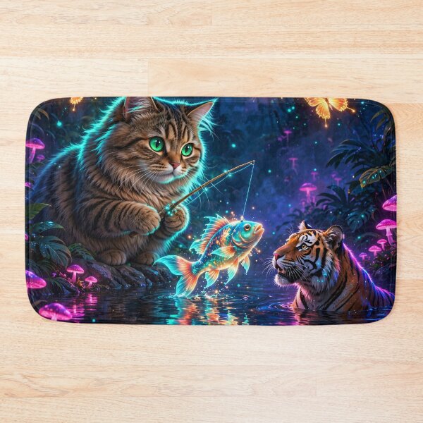 Item preview, The Cat Who Went Fishing with a Tiger designed and sold by DreamyWallVibes.