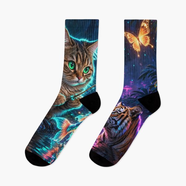 Artikelvorschau, Die Katze, die mit einem Tiger angeln ging entworfen und verkauft von DreamyWallVibes.
