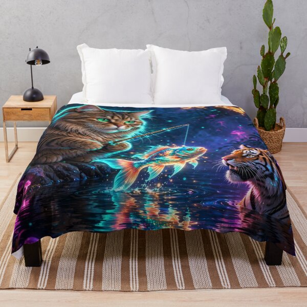 Item preview, The Cat Who Went Fishing with a Tiger designed and sold by DreamyWallVibes.