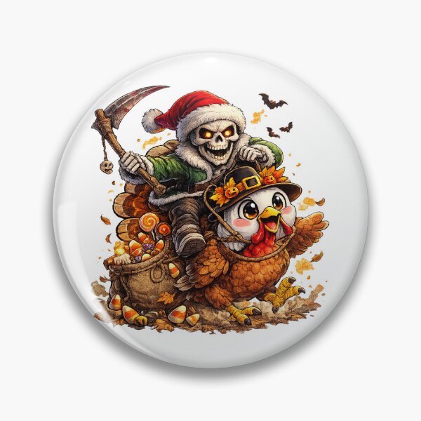 Item preview, Spooky Cute Grim Reaper and Turkey Funny Halloween Gothic Art  designed and sold by QuiteOrbit.