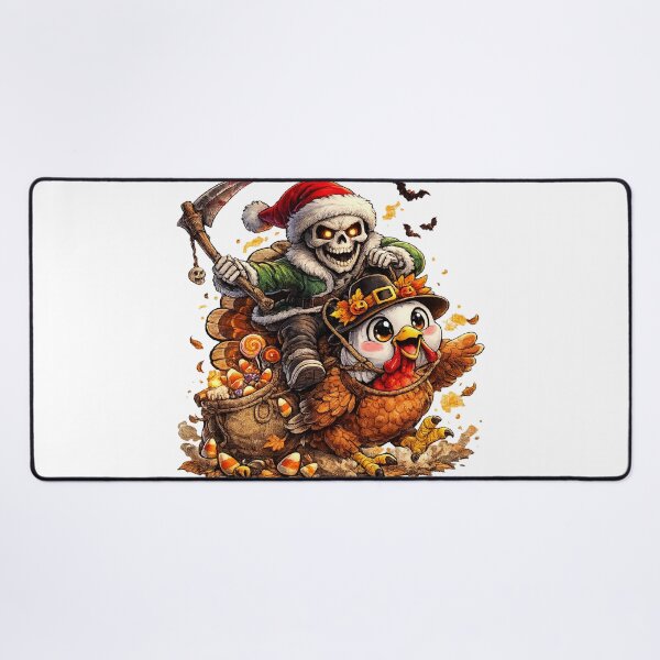 Item preview, Spooky Cute Grim Reaper and Turkey Funny Halloween Gothic Art designed and sold by QuiteOrbit.