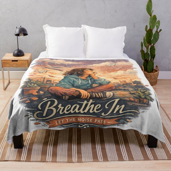 Item preview, Breathe In Let the Noise Pass Mindfulness Calm Mental Wellness Quote Design designed and sold by inkoutninja.
