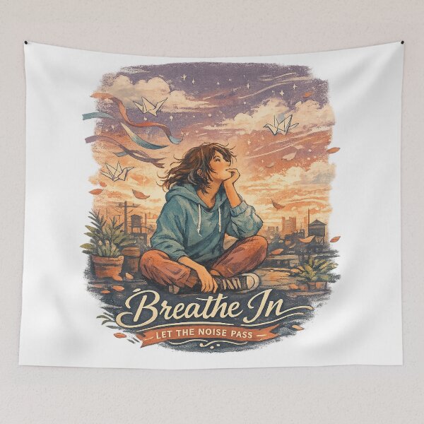 Item preview, Breathe In Let the Noise Pass Mindfulness Calm Mental Wellness Quote Design designed and sold by inkoutninja.